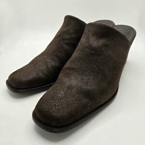 Donald J Pliner Slip On Heeled Mules Dark Brown Suede Shimmer size 39.5